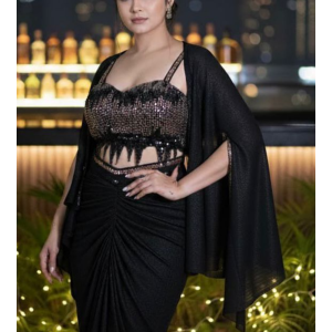Black Sequin Drape Set