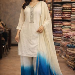Ivory Blue Ombre Kurta Set